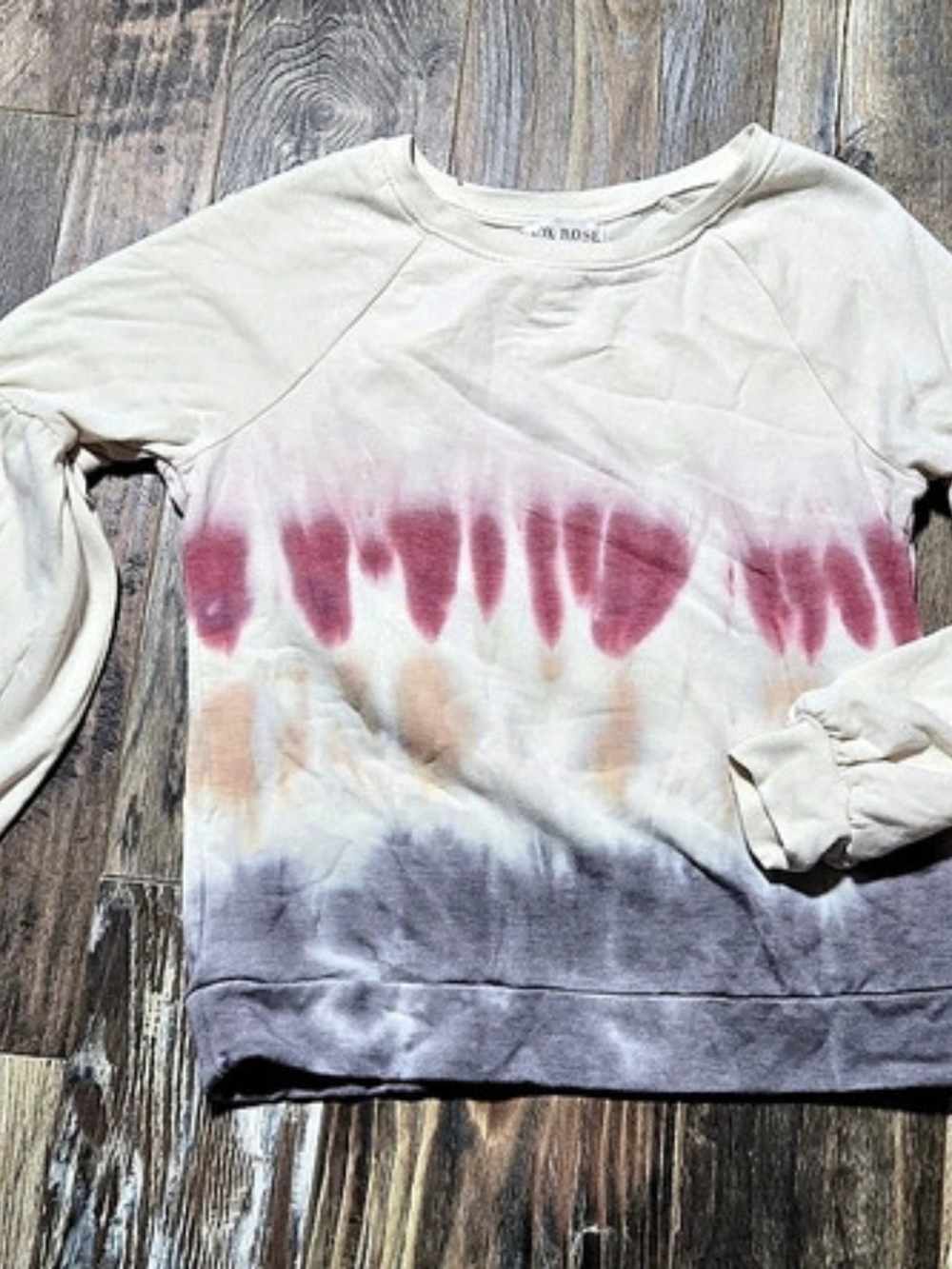 Knox Rose Tie Dye Crewneck Sweatshirt Pink Purple Cream Size M